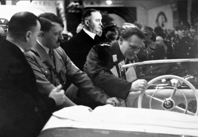 Adolf Hitler at the Berlin motor show with Wilhelm Kissel, director of Daimler-Benz AG and Hermann Göring